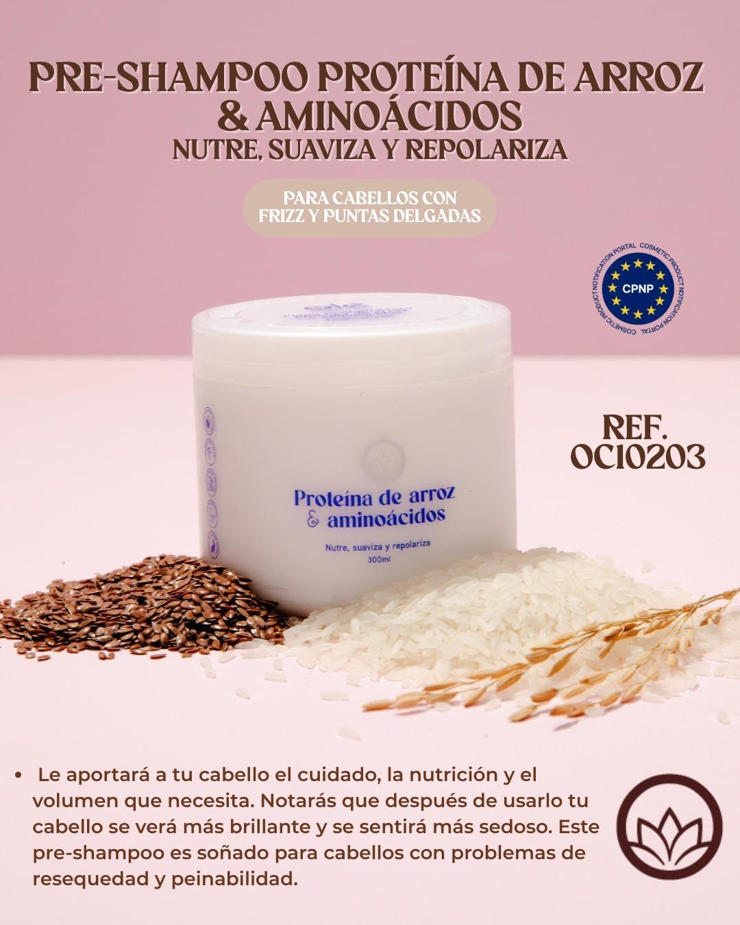 Pre-shampoo proteína de arroz y aminoácidos
